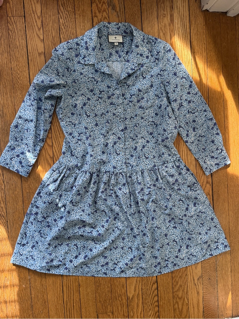 Tuckernuck Light Blue Floral Button-Front Dress - Size XS
